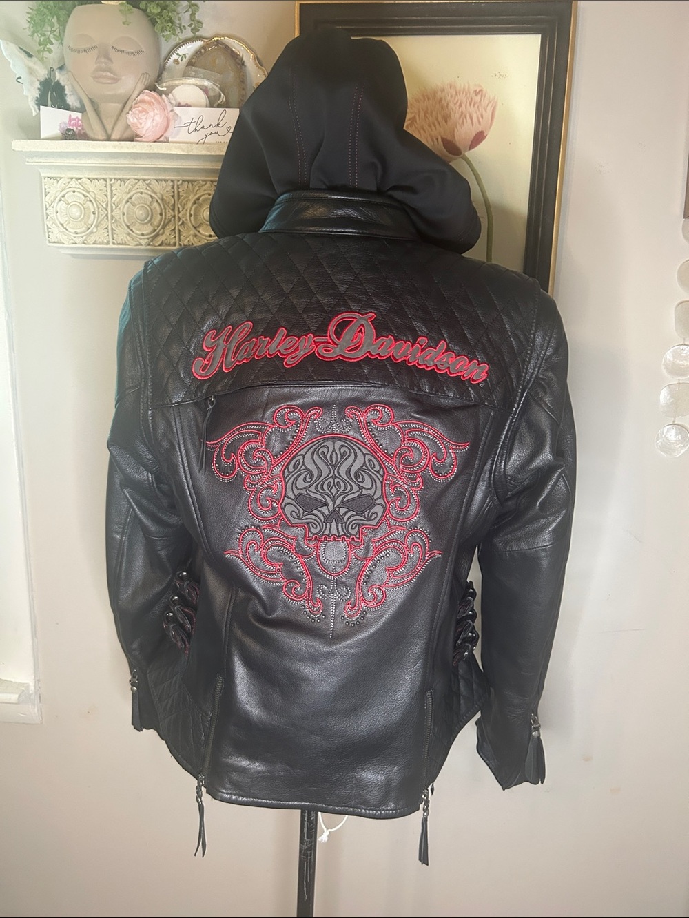 Women's Harley Davidson Scroll Skull 3-in-1 Leather Jacket  💀Limited edition